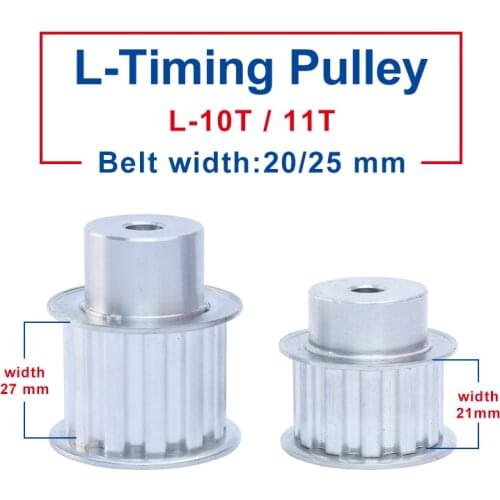 Timing Pulley L-10T/11T Aluminum Material Pulley Wheel Process Hole 8 mm Slot Width 21/27 mm For L-Timing Belt width 20/25 mm
