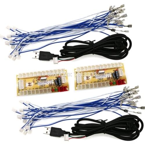 2 Set Zero Delay USB Board Free Shipping Arcade Joystick Controller PC Game Raspberry Pi Gaming Control Board For SANWA Kit DIY