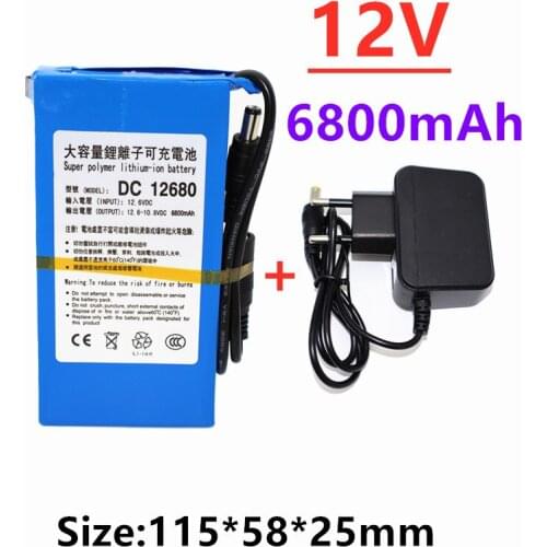 100% Durable DC 12V 6800 MAH High Capacity Lithium ion rechargeable battery AC Charger (US/EU Plug Hot Sale Promotion free drop