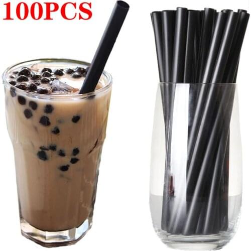 100pcs Disposable Straws Multicolor Wide Large MilkTea Milkshake Plastic Drinking Straws for Wedding Party Bar Accessories