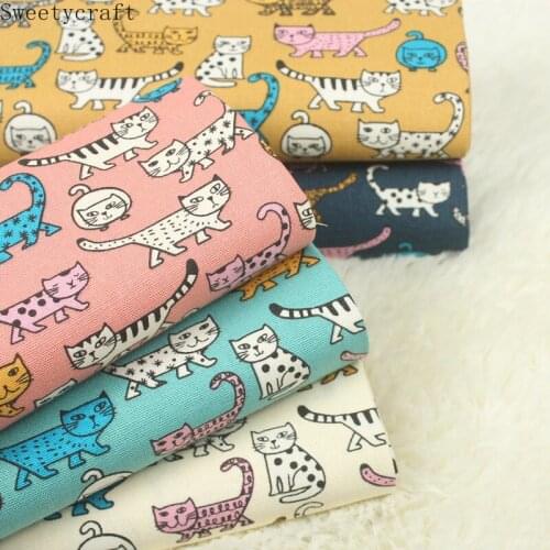 110x45cm Thick 100% Cotton Fabric Cat Series Prints Cloth Sewing Quilting Fabrics for Patchwork Needlework DIY Handmade Material