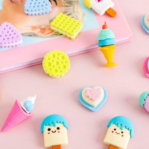 12packs Kawaii Eraser Cartoon Food Eraser Stationery Student Gifts Children School Supplies