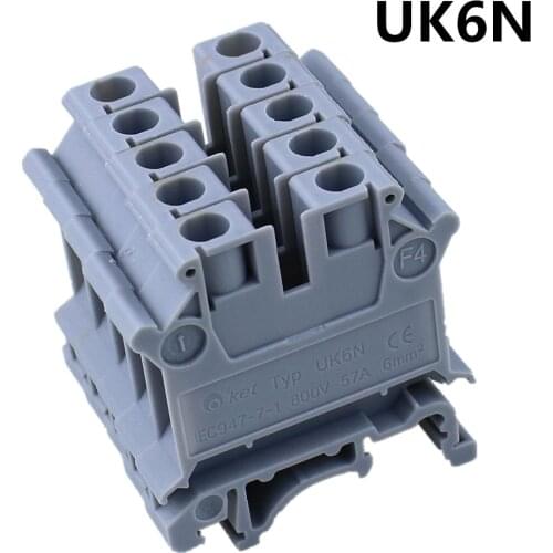High Quality 20pcs UK-6N DIN Rail Universal Terminal Blocks Screw Type UK6N Phoenix Type
