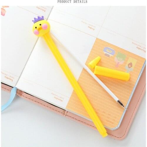 24 Pcs Gel Pens Korean Creative Stationery Cute Duck Gel Pen Cartoon Duck 0.5mm Signature Pen Student Writing Tools Wholesale