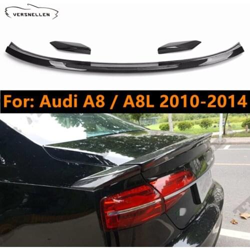 3pcs Rear Spoiler For Audi A8 A8L 2010 2011 2012 2013 2014 Car Rear Trunk Wing Boot Lid Spoiler Real Carbon Fiber Decoration