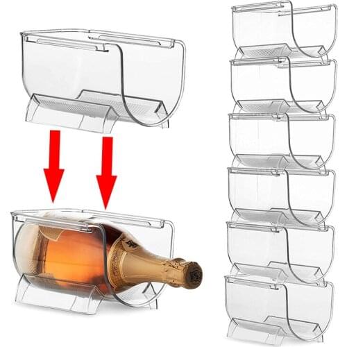 4Pcs/Set Transparent Stackable Wine Rack Kitchen Countertop Refrigerator Bottles Display Shelf
