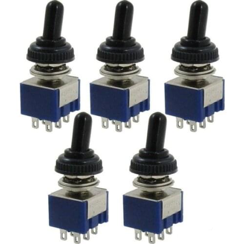 5pcs 6Pin ON OFF ON Toggle Switch with Waterproof Boot MTS-203