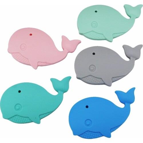 5pc Baby Teether Silicone Whale Teether Can Chew DIY Crafts Nursing Toys SUTOYUEN Teether Pendant For Necklace/Bracelet BPA Free