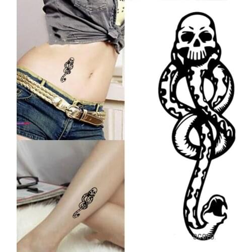 5PCS Snake Tattoo Sticker Waterproof Temporary Sticker Geometric Planet Tattoo Black Tattoos Body Arm Men Fake Tatoos Chains