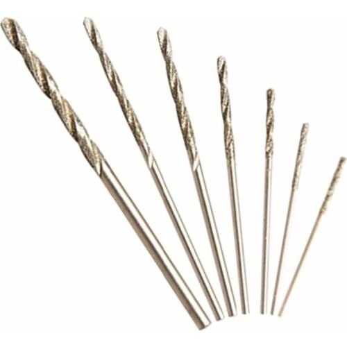 7pcs 0.8/1/1.2/1.5/2/2.5/3mm Mini Diamond Twist Drill Bit HSS For Electric Drill Bits Set Jewelry Power Tools