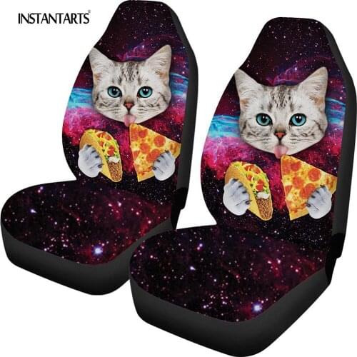 Car Seat Cushions Galaxy Pattern 2 Packs Automobile Seats Protector Comfortable Covers Cute Cat Front Seats Cover Universale Fit