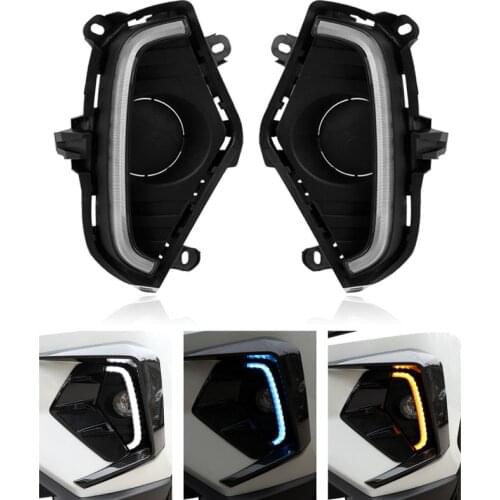 Car LED Daytime Running Light Waterproof with Flow Yellow Blue Turn Signal Bumper for Toyota RAV4 2019 2020 2021 Accessories