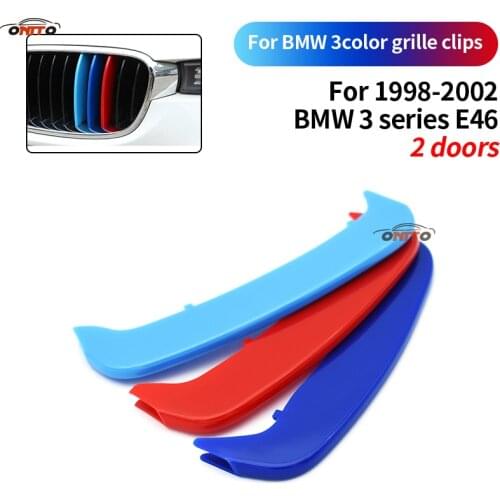 Car Styling Front Racing Stripe Clip Decal Covers 3-color-set Grille Clips For 3 series E46 1998-2002 Auto Accessory
