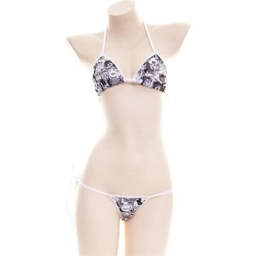 Bikini 2019 Sexy Sling Lace printing Anime Comic girl Beach Sunbathing spa mayo swimwear women swimsuit biquini bikinis monokini