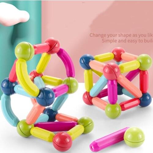 Big size 3D DIY Magnetic Building Blocks Magnetic Designer Magnet Sticks & Metal Balls Brain Training Toys For Children