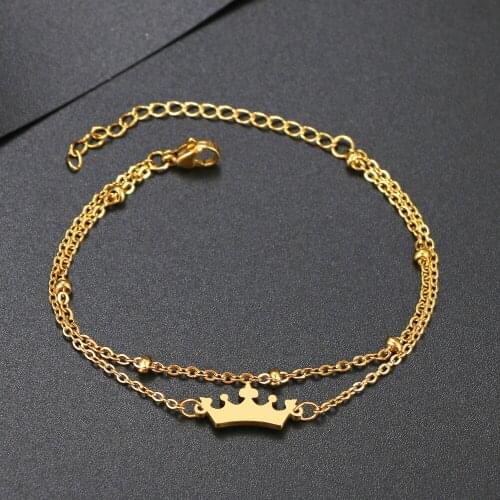 Stainless Steel Bracelets Crown Classic Fashion Style Double Layer Bracelet For Women Fine Fashion Jewelry Wedding Friends Gifts