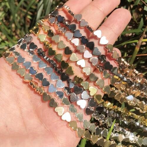 6x5mm Love Heart Shape Gold Color Hematite Beads Natural Stone for Jewelry Making Charms Beads Diy Bracelet Necklace Accessories