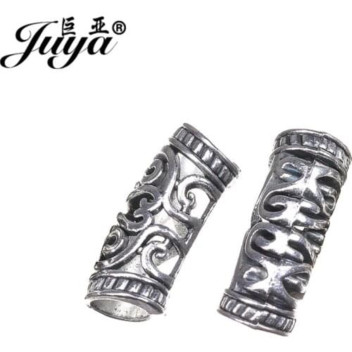 JUYA Hollowed Out Tube Beads for Jewelry Making Accessories 25x10mm 5pcs/lot Cheap Dreadlock Rings Hair Beads for Braids AP0104