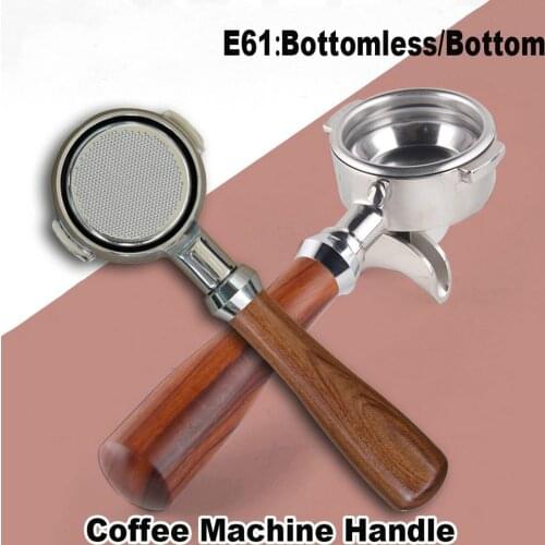 58MM Stainless Steel Coffee Machine E61 Bottomless Filter Holder Portafilter Acid Branch Wooden Handle Professional Accessory