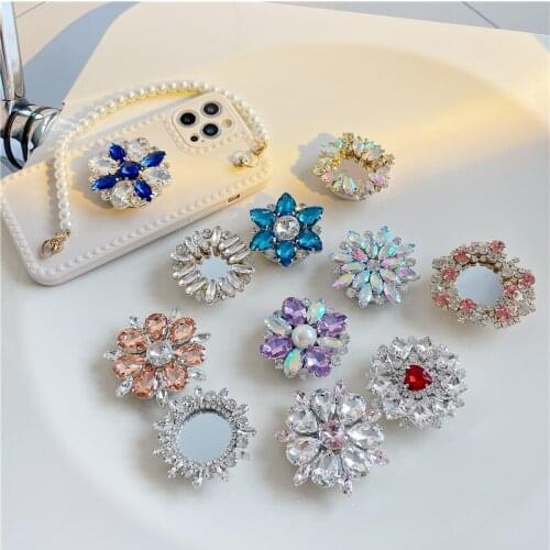 Luxury Diamond rhinestone phone stand Grip Finger Ring Support Round Foldable Mobile Phone Holder for iphone 11 Xiaomi Redmi