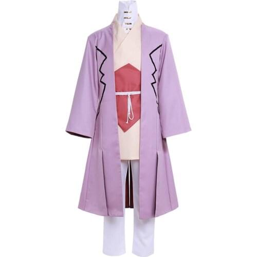 Dr.STONE Asagiri Gen Cosplay Costume Adult Anime Dr.STONE Light Purple Trench White Pants Costume Outfit L321