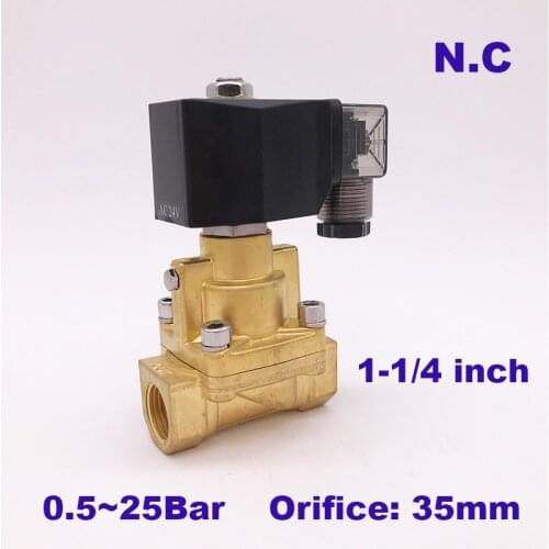 GOGO Brass 2 way water high temperature solenoid valve pneumatic steam control 1-1/4" AC220V Orifice 35mm normal close PZ-35
