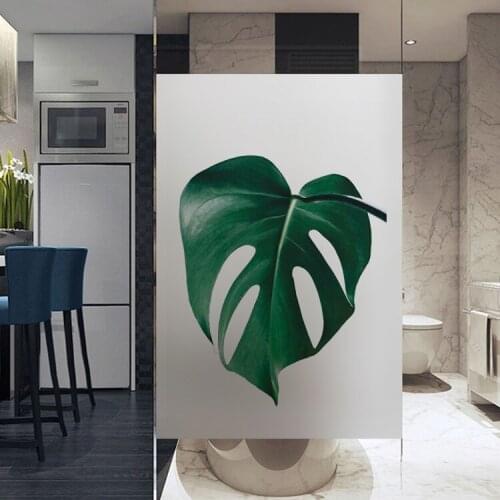 Customized Size Static Cling Window Sticker Vinyl Nordic Plants Fresh Frosted Stained Decorative Privacy Protection Glass Cover