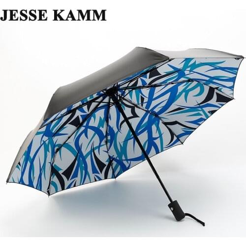 JESSE KAMM ANTI-UV Foldable Sun Compact Women Female Ladies Lady Windproof Rain Fashion Flower Fully Auto Open Close Umbrellas