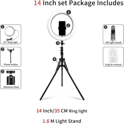 4" LED Ring Light Photographic Selfie Ringlighting with Stand for IPhone Android Youtube Makeup Video Studio Tripod Ring Light