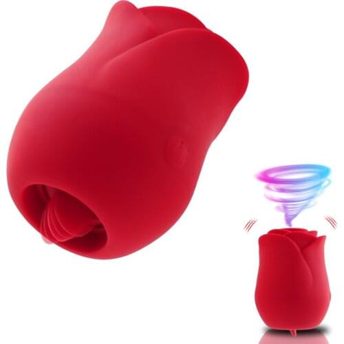 Rose Shaped Tongue Licking And Sucking Vibrator Nipple Sucker Mouth Licking Clitoris Anal Massage Female Adult Sex Game Supplies