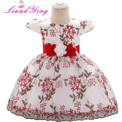 Cute Baby Dresses for Girls Birthday Baby Embroidery Princess Dress For Girl Tutu Christening Baptism Gown Girls 1 Year Vestido
