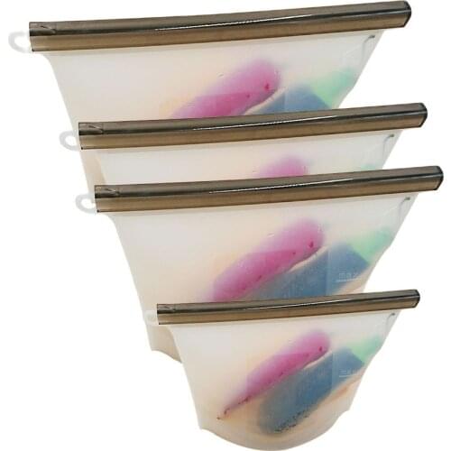 1000ml/1500ml Reusable Silicone Food Storage Bag Health Non-toxic Fresh Bag Freezer Airtight Seal for Sandwich Water Snack Fruit