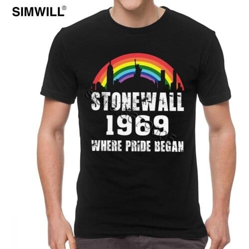Stonewall 1969 Where Pride Began T Shirt Men Novelty Short Sleeves Soft Cotton Tees O Neck LGBT T-shirt Regular Fit Fashion