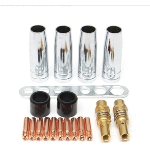 19Pcs Welding Torch Nozzle Part Kit Conical Nozzle Sleeve Rod Tool Set for Binzel 15Ak Welder Accessories