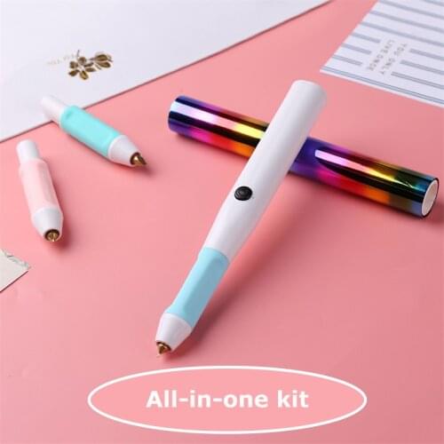 All-in-one Kit Heat Foil Pen Handwritten Calligraphy USB Powered & Hot Stamping Foil Roll DIY Shining Foiling Project Tool 2021