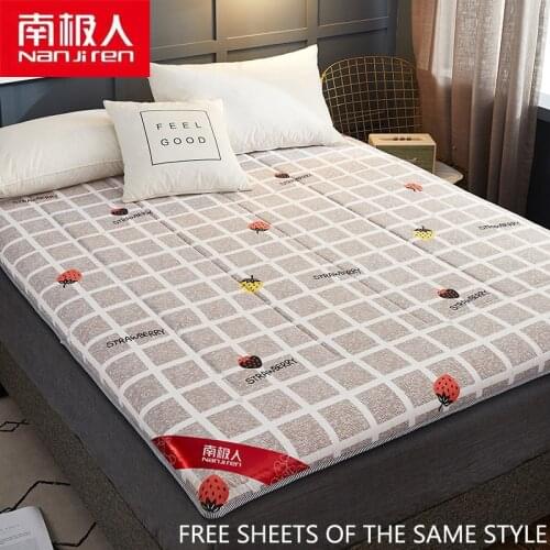 NANJIREN Home Textile Products Mattress Cover+Sheet*1 Simple Thicker Soft Collapsible Comfortable Polyester Students Bedding Set