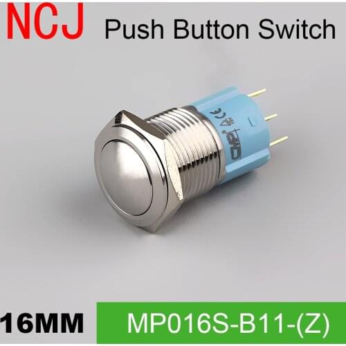 NCJ 16mm Metal Push Button Switch IP67 Maintained Alternate & Momentary push button switch copper 3A