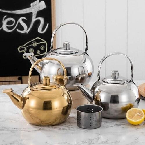 Stainless Steel Cold Water Bottle Household Teapot with Filter Camping Tea Pot Hotel Warm Wine Kettle Tea Set Kitchen Tools