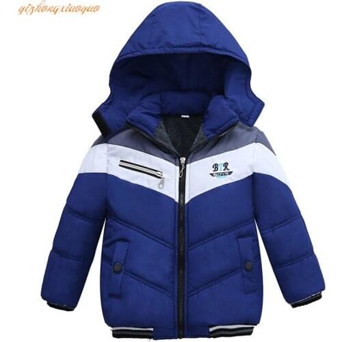 2017 New Fashion Patchwork Boys Jacket&Outwear Warm hooded Winter jackets for boy Girls coat Children Winter Clothing Boys Coat