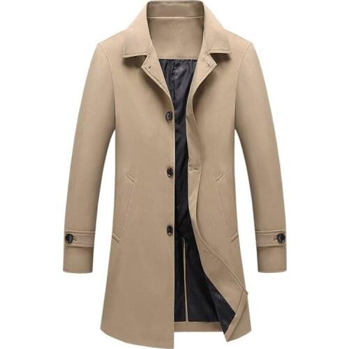 Fall 2021 new mens fashion leisure long-sleeved dust coat lapels, youth pure color long windbreaker