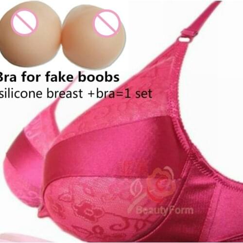 One Set Breast EnhancerFake Boobs Men Owmen Pocket Bra CD/TG Breast Form Drag Queen Transvestite Crossdresser Breast with Bra