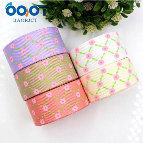 OOOT BAORJCT 177014, 22mm 10 yard Flower Ribbons Thermal transfer Printed grosgrain Wedding Accessories DIY handmade material