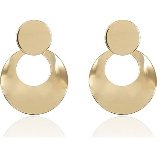 Wholesale 30pairs Fashion Statement Earrings Gold Round Circle Geometric Earrings for Women Punk Metal Earring Trendy Jewelry