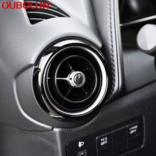 OUBOLUN 3pcs For Mazda CX-3 CX3 2015 2016 2017 2018 ABS Front Air Conditioning Outlet Ring Outlet Cover Auto Accessories Styling