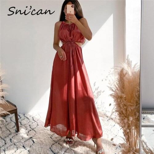 Za Summer Sexy Dress Hollow Out Waist Casual Midi Dresses Maxi Vestido Longo 2021 Robe Femme Sukienki Letnie Large Long Dresses