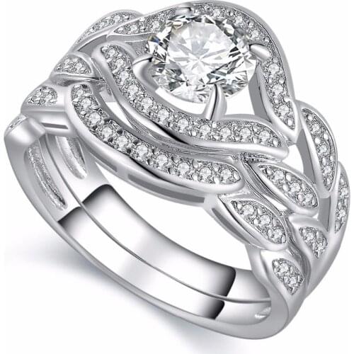 Size 5-10 Vecalon Vintage Jewelry 10KT White Gold Filled Pave Round Cut 5A Zirconia CZ Stone Crystal Women Wedding Bridal Ring