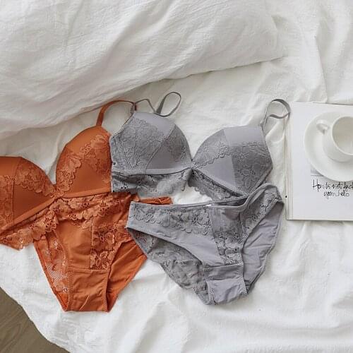 Thin womens bra set without steel ring soft fabric comfortable fabric suitable for AB bralette fixed shoulder strap lingere set