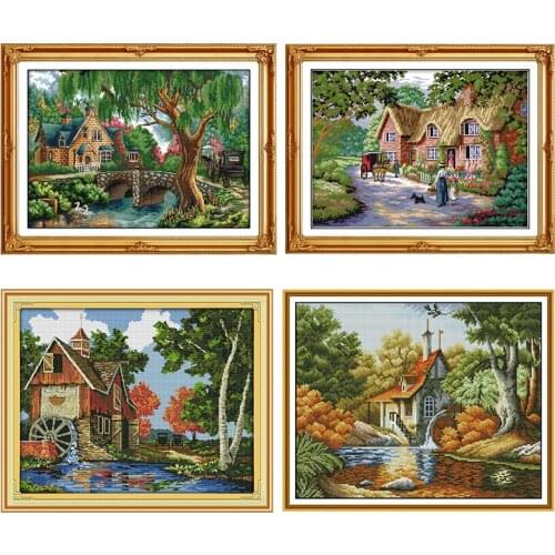 Embroidery Needlework Thread In The Woods Counted Cross Stitch Kits Patterns Stamped Fabric Printed 11CT 14CT Print Craft Canvas
