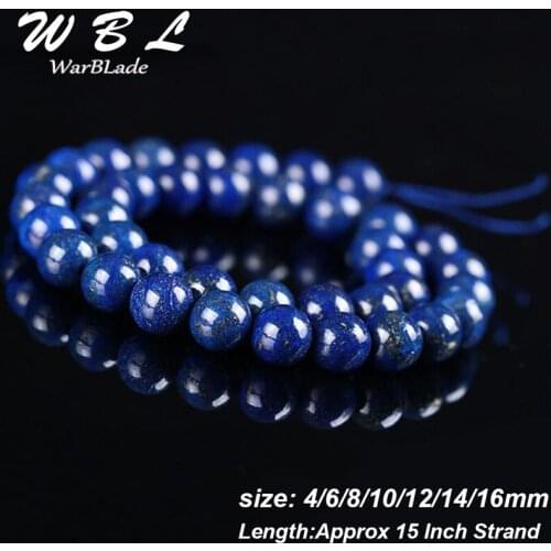 High Quality Natural Stone Blue Lapis Lazuli Round Loose Beads 4 6 8 10 12 14 16mm For Jewelry Making DIY Bracelet Classic