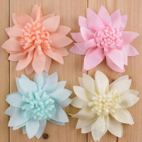 Yundfly 3pcs Diy Fabric Flowers Multilayer Chiffon Flowers 2.8" Solid Color For Hair Accessories